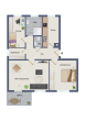 Grundriss - Modernisiert und bezugsfertig – gepflegte 3-Zimmer-Wohnung mit Balkon und Garage